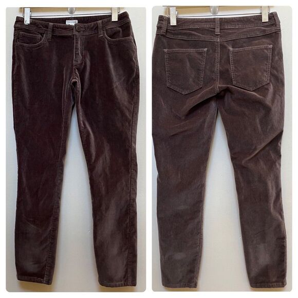 Garnet Hill Brown Velour Velvet Midrise Slim Pant Petite Size 2 Style 33015 - Picture 1 of 9